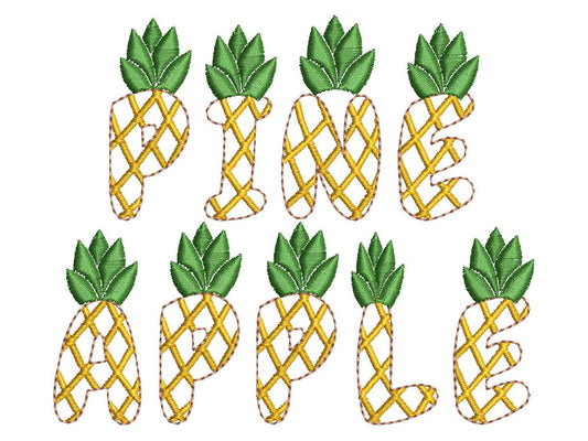 Tutti Frutti Pineapple fruit FONT machine embroidery designs in
