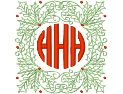 Christmas Holly Circle Monogram