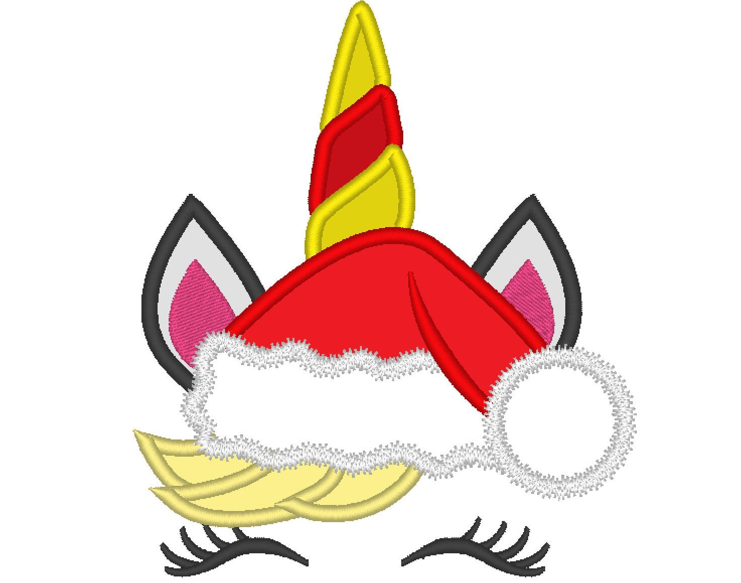 Christmas Unicorn with Santa Hat