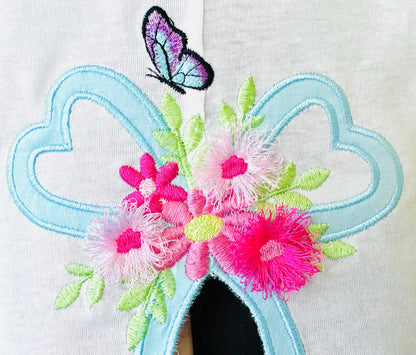 Fringed Flower and Heart Bow