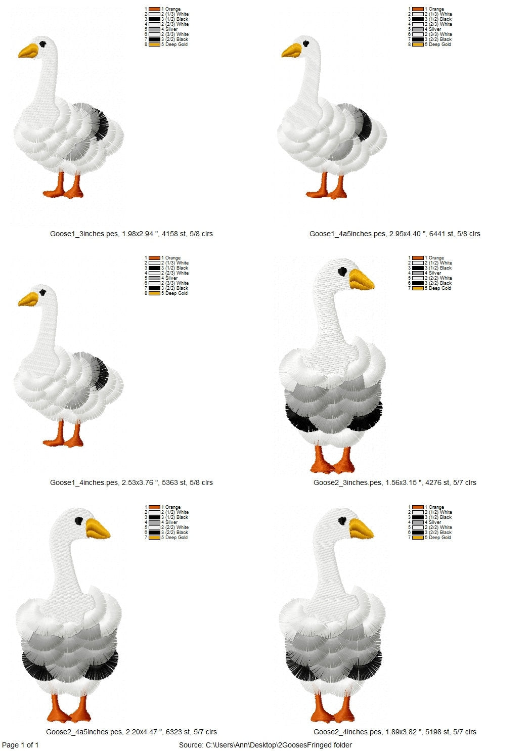 Fringed Farm Goose Duck Set of 2