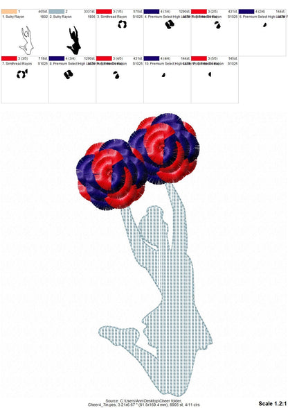 Glitter Cheerleader with Fringed Pom Poms Set