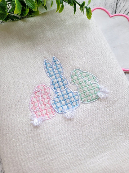 Plaid Patterned Three Bunnies in a row