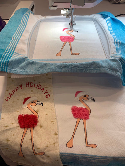 Fringed Christmas Flamingo Santa