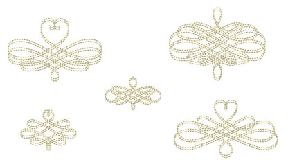 Wedding calligraphy curls, vintage swirl, ornament, damask, font frame