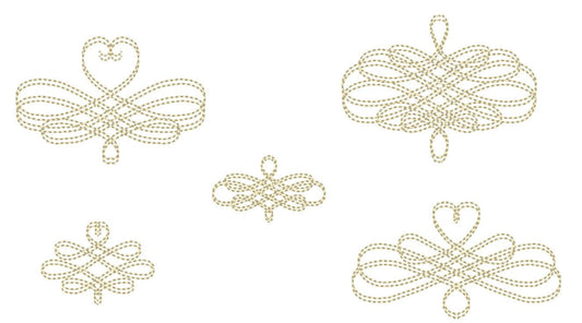 Wedding calligraphy curls, vintage swirl, ornament, damask, font frame