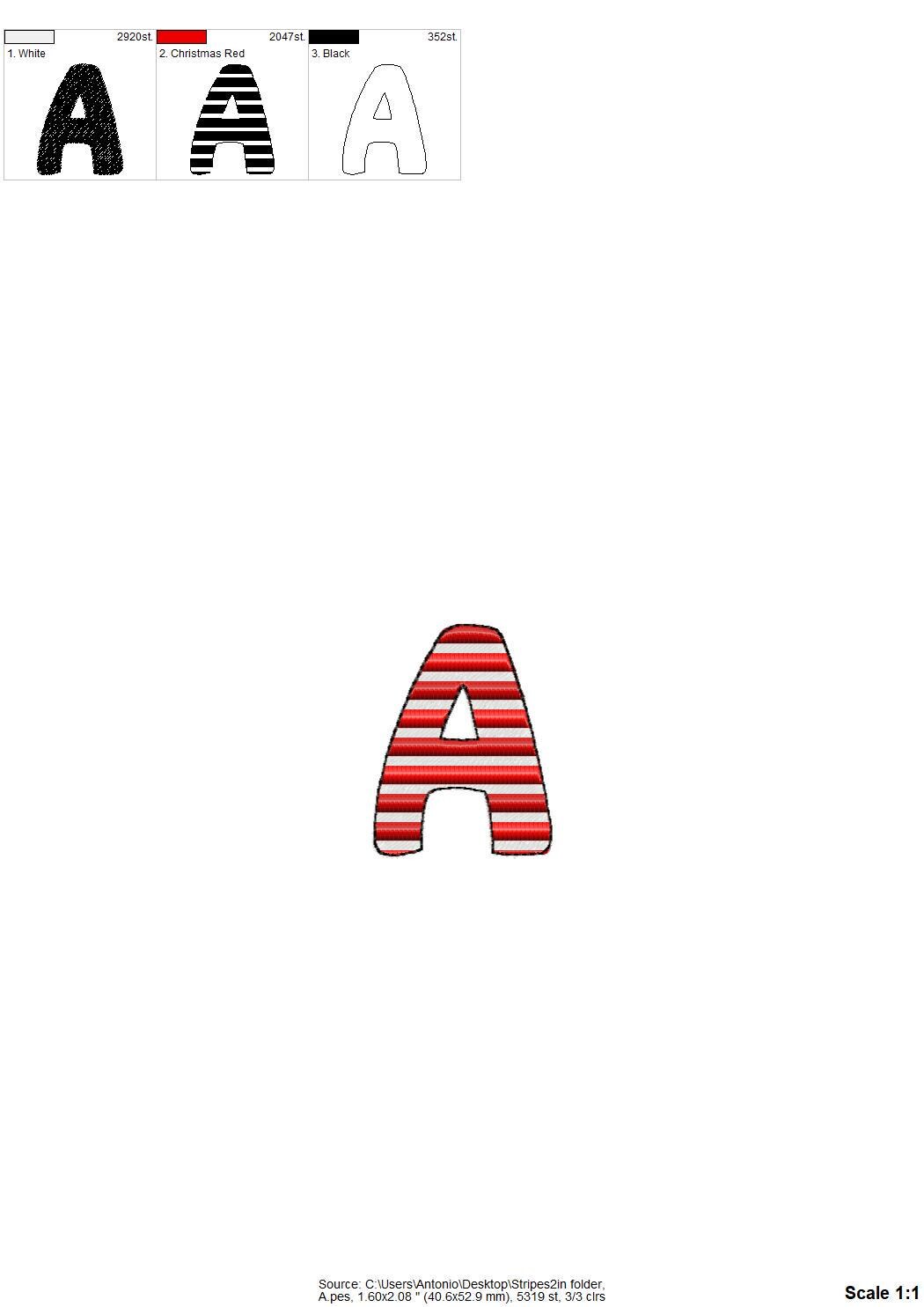 Stars and Stripes Patriotic Font SET of 2 alphabet fill stitch Monogram