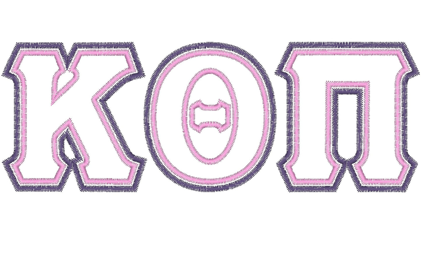 Sororities Greek Font Zig Zag outline Double Applique