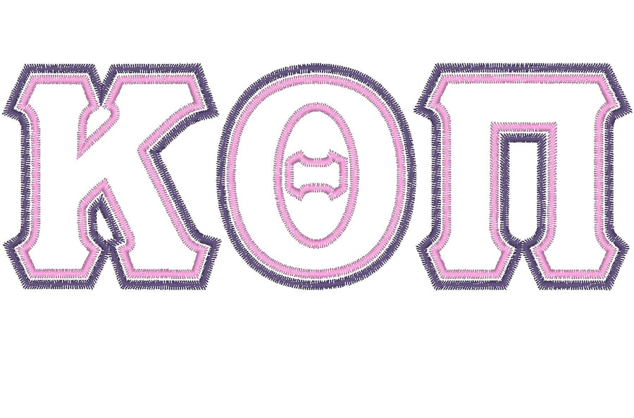 Sororities Greek Font Zig Zag outline Double Applique