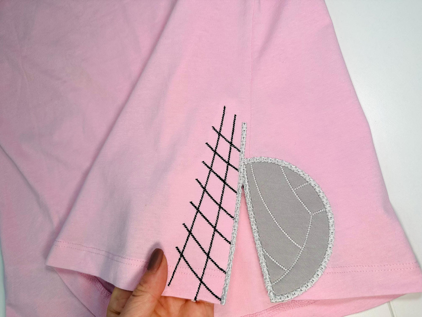 Sports Volleyball split seam side bow Applique machine embroidery