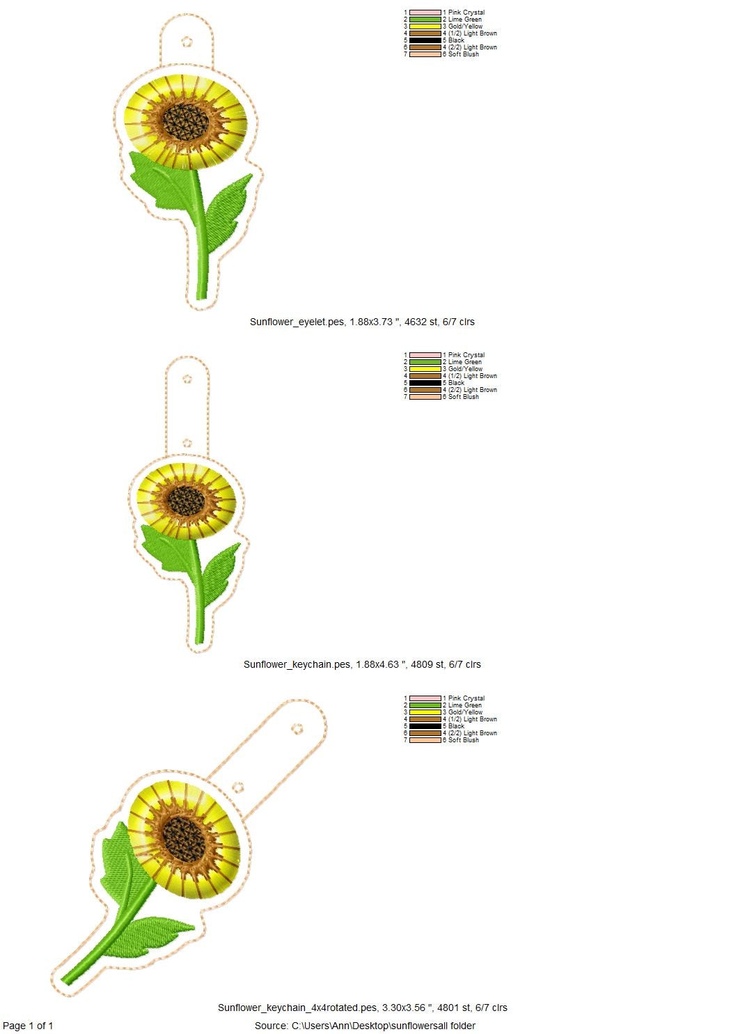Sunflower Stem Eyelet And Key Fob