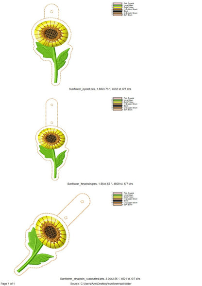 Sunflower Stem Eyelet And Key Fob