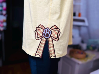 Puppy Paw and Gingham Plaid Bow