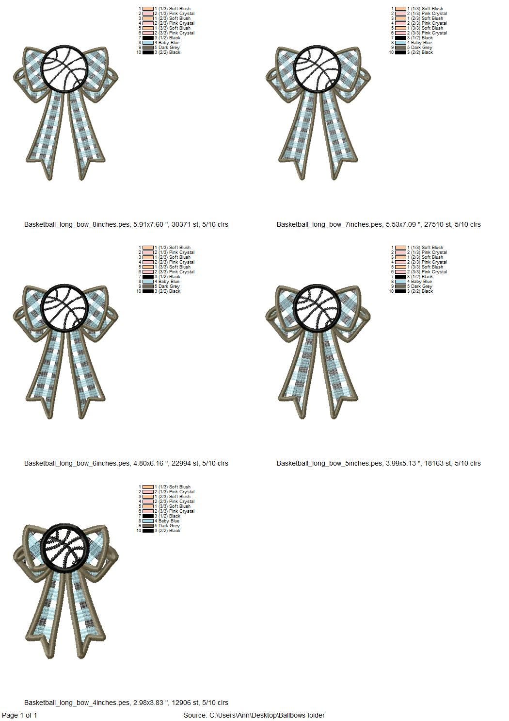 Basketball Sports Gingham Plaid Patterned Bow