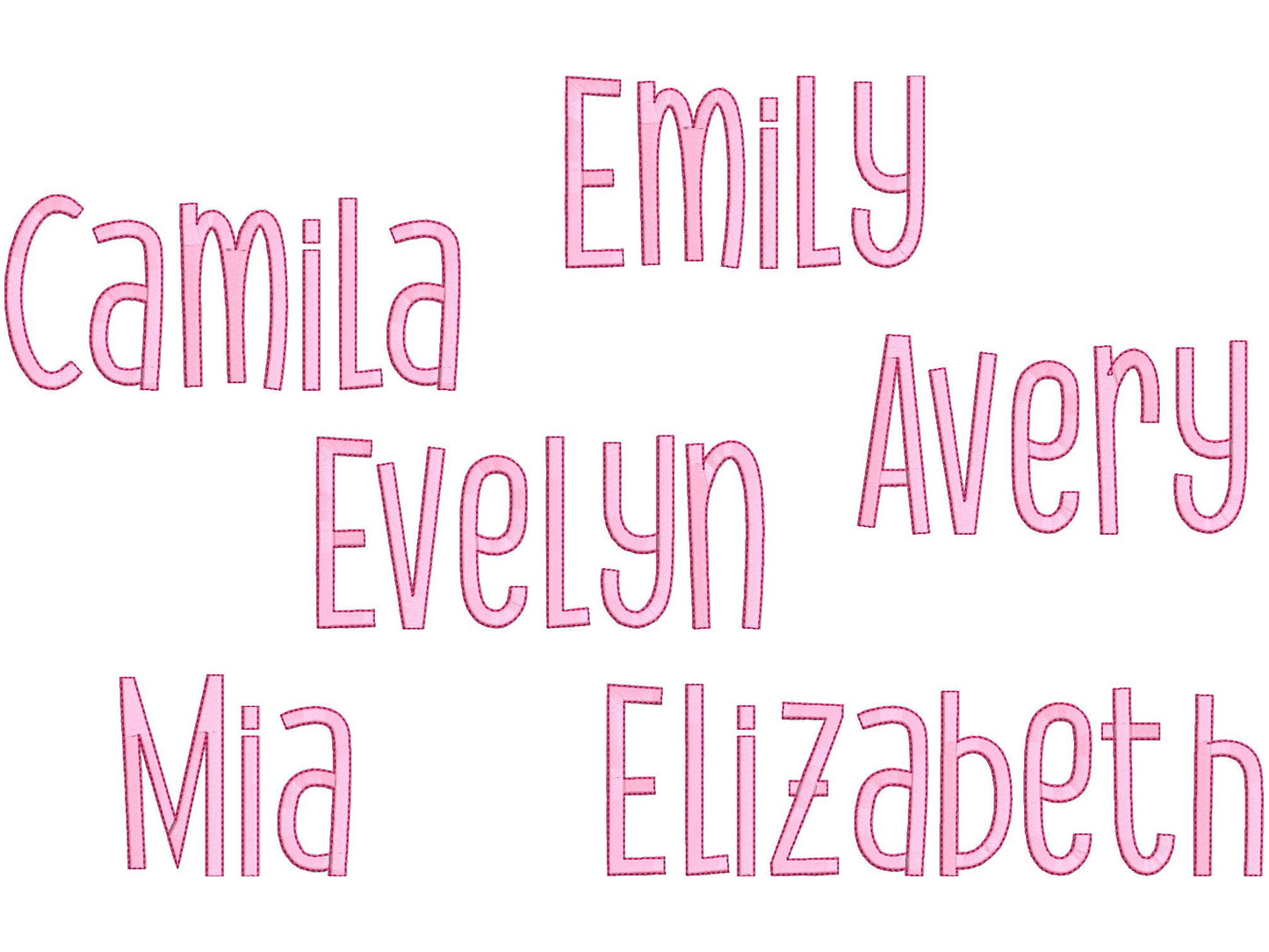 Satin Stitch And Outline Thin Tall Font