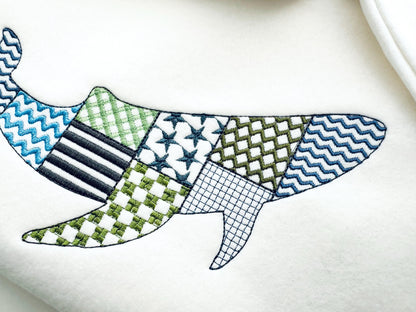 Patchwork Whale Sea Life ocean marine animal silhouette patterned