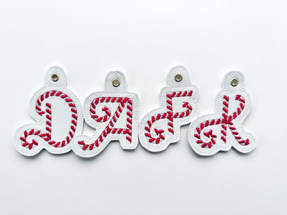 Christmas Candy Cane Monogram Keychain