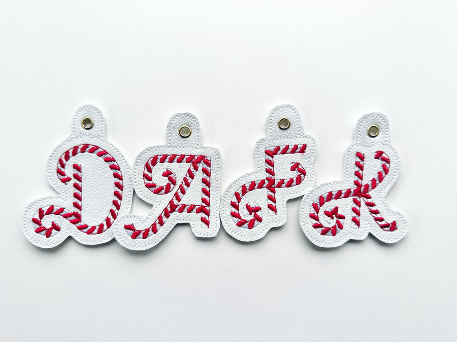 Christmas Candy Cane Monogram Keychain