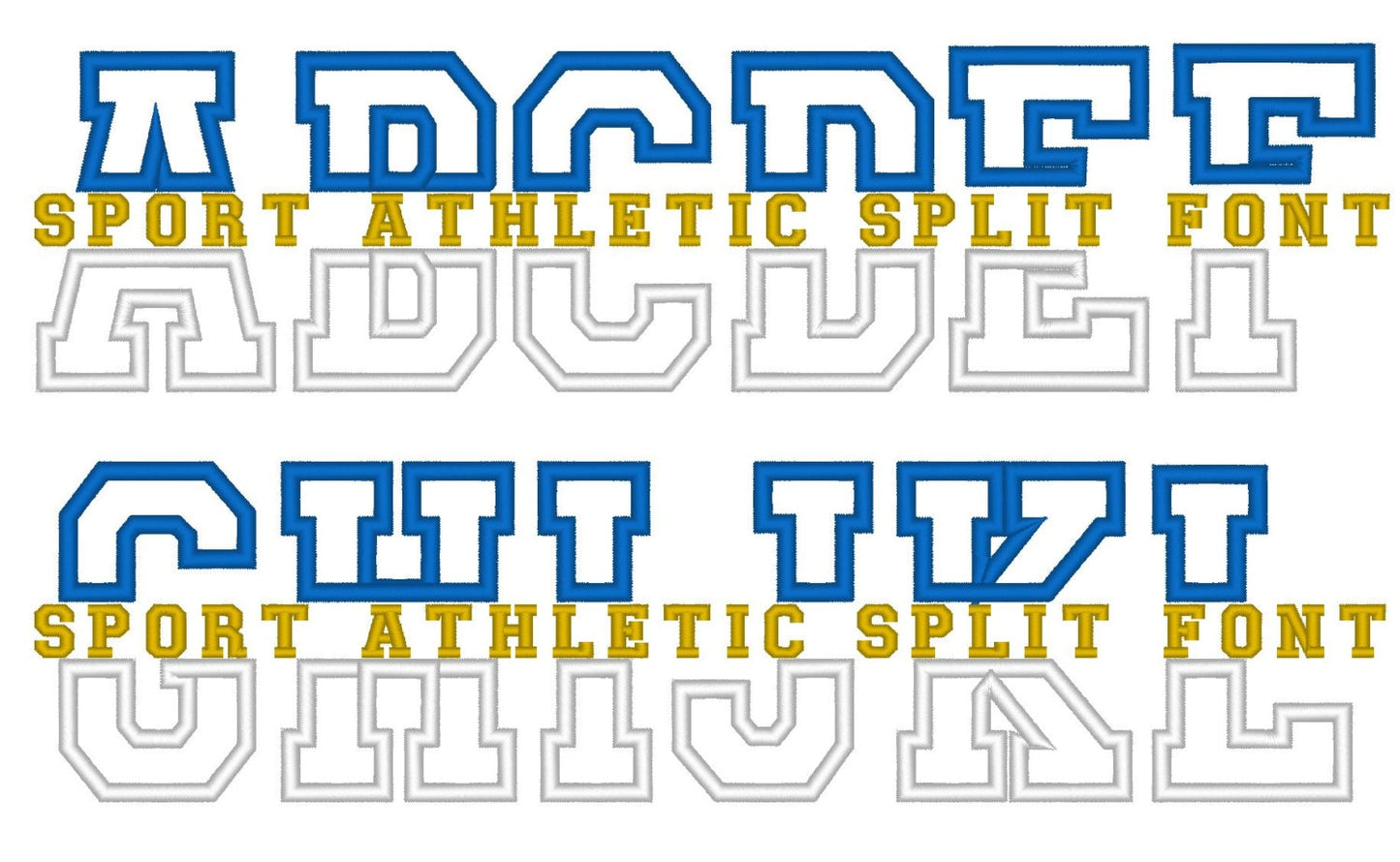 Split Athletic Collegiate Font Applique