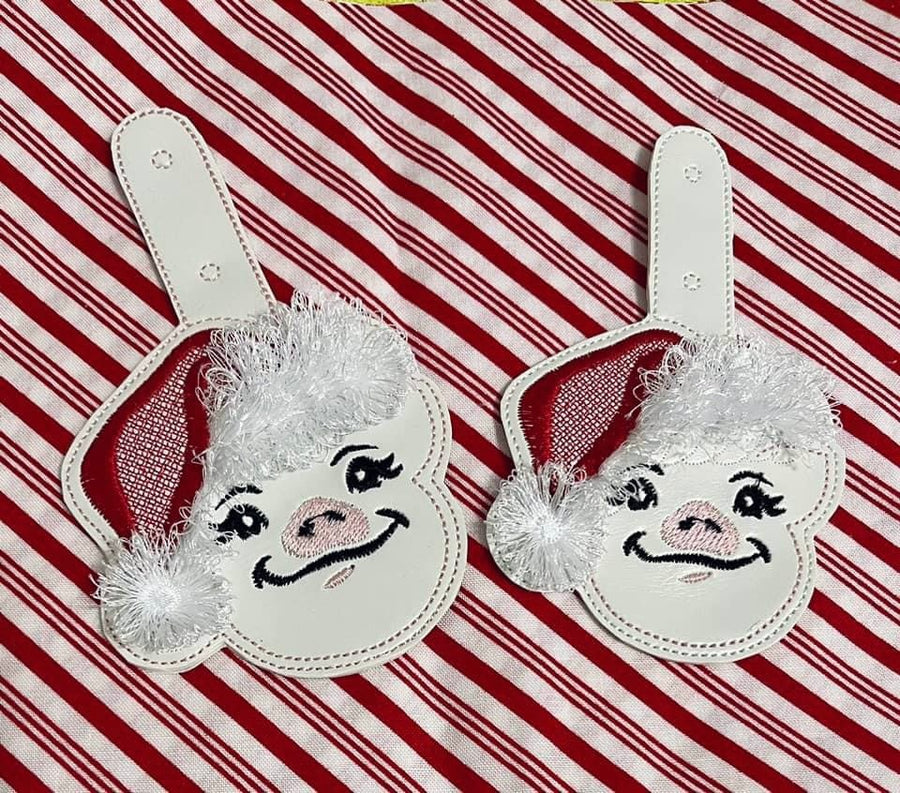 Fringed Christmas Pig Santa Keychain ITH