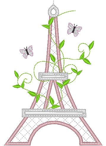 Romantic Eiffel Tower Applique