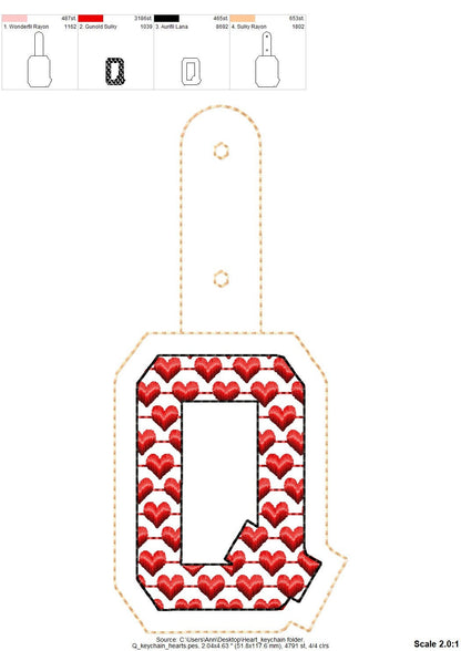 Heart Patterned Monogram Keychain