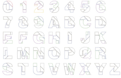 Patchwork Rag Edges Font Applique