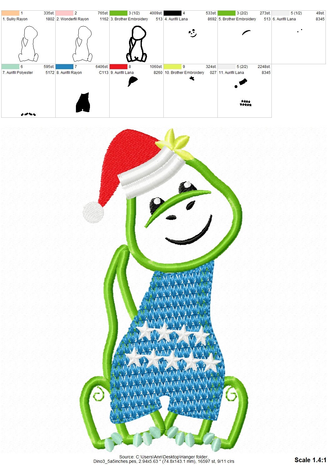 Little Christmas Dinosaur Applique