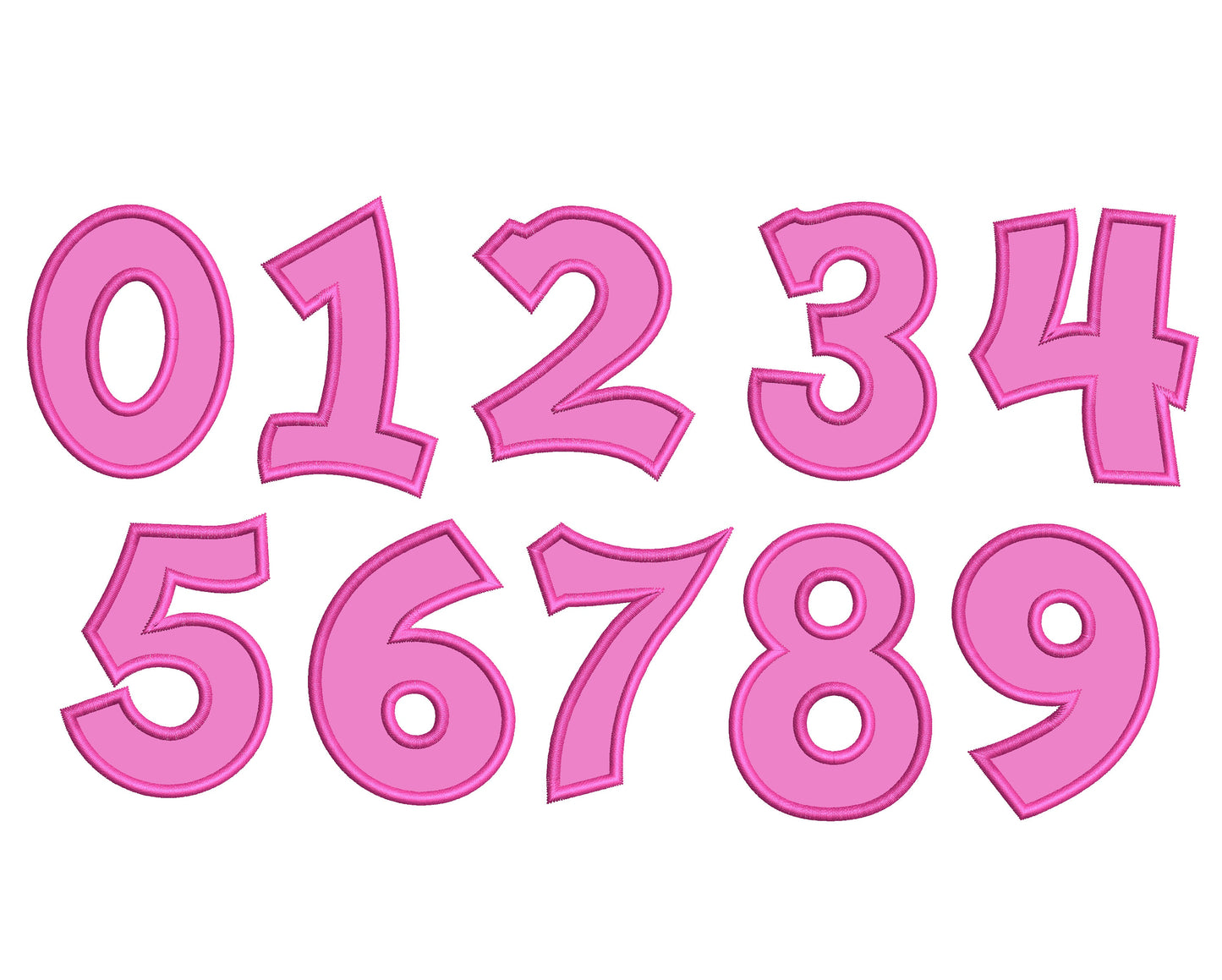 Bold Block Wide Satin Outline Fancy Numbers