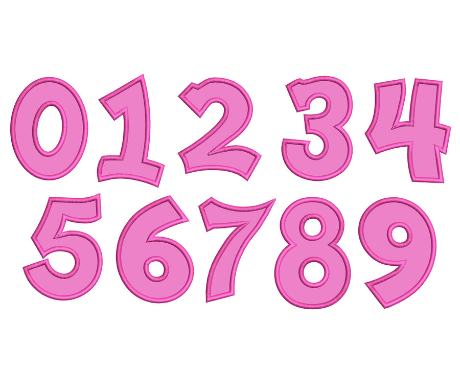 Bold Block Wide Satin Outline Fancy Numbers