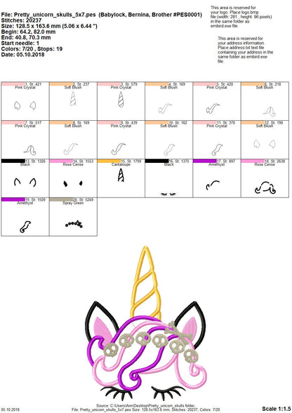 Skulls and Bones Halloween Unicorn