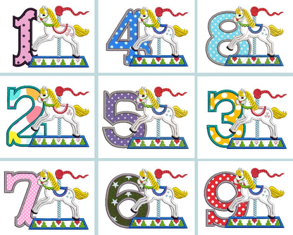 Carousel Rearing Horse Birthday Numbers