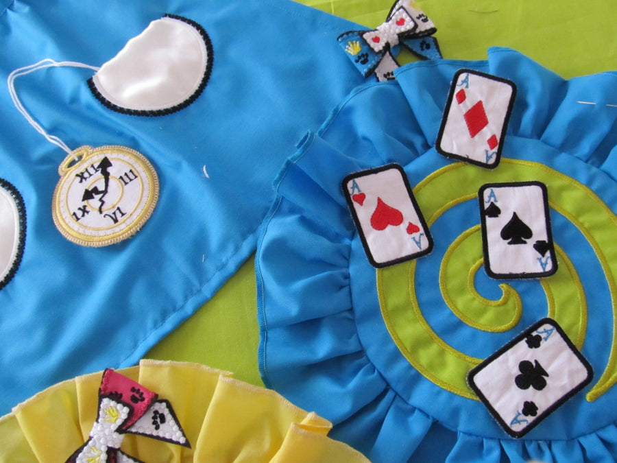 Tea party coasters in-the-hoop ITH and Play cards decoration banner set