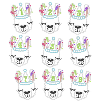 Llama Alpaca Birthday Hat Number Set