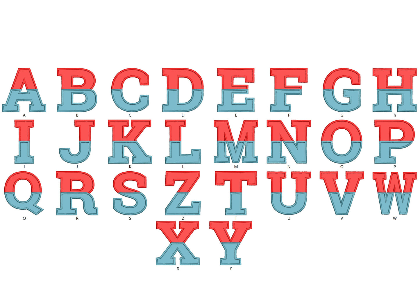 2-Color Block Split Font Applique