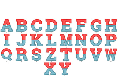 2-Color Block Split Font Applique