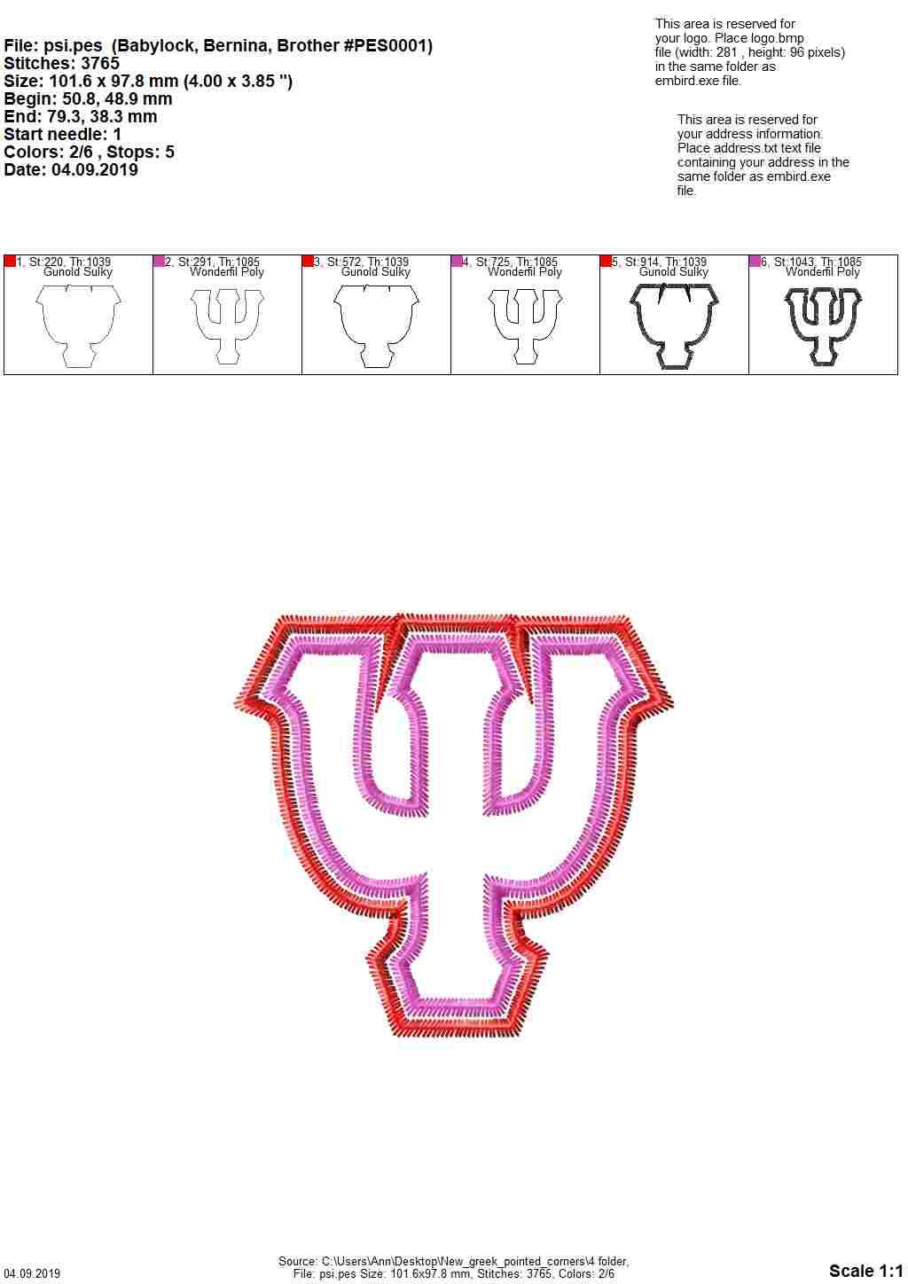 Sororities Greek Font Zig Zag outline Double Applique