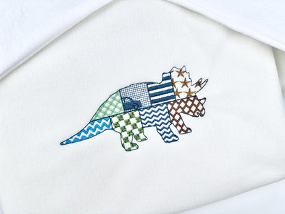 Patchwork Triceratops Dinosaur Jurassic animal Dino silhouette