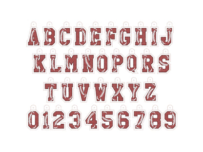 Knit stitch effect Football Eyelet and Key Fob Snap Tab Block sport