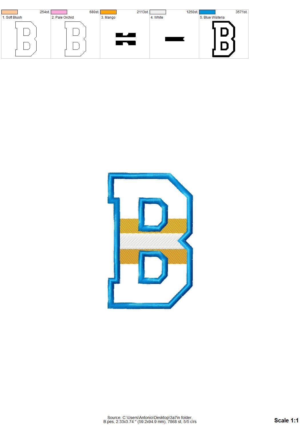 Striped Varsity Sports Font Applique