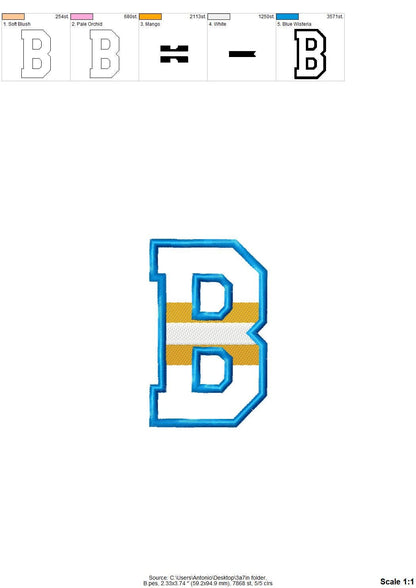 Striped Varsity Sports Font Applique