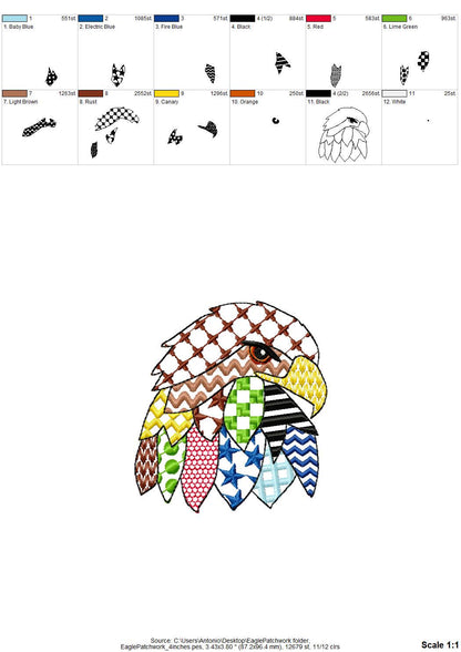 Patchwork Eagle awesome patterned wild bird Bald Eagle machine
