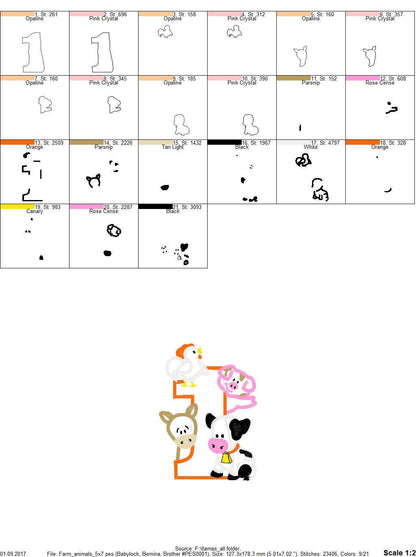 Farm Animals Birthday Number 1