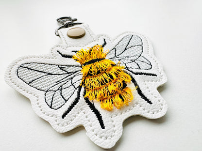Fringed Bee Honeybee Keychain