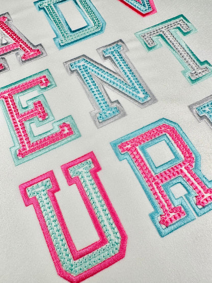 Chain Stitch and Outline Varsity Sport Athletic Font