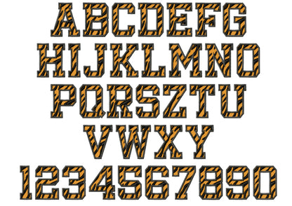 Tiger Print Varsity Sport Font Fill Stitch
