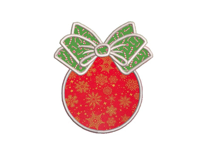 Christmas Ball Bow for monogram Applique machine embroidery designs
