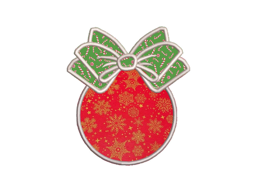 Christmas Ball Bow for monogram Applique machine embroidery designs