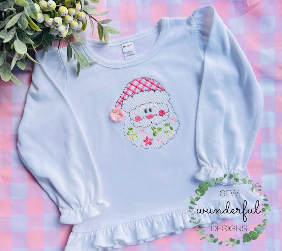 Christmas Santa Claus Outline Floral Beard