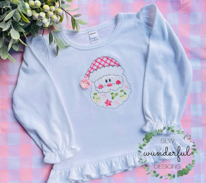 Christmas Santa Claus Outline Floral Beard